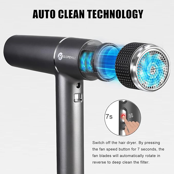 slopehill Hair Dryer with Unique Brushless Motor | Intelligent Fault Diagnosis | Innovative Microfilter | Oxy Active Technology | Led Display (Grey)