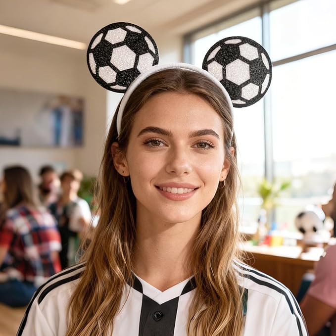 Game Day Fans Headbands for Women&Men, Glitter Ball Sports Hairbands, Sports Themed Hair Accessory, Team Party Favor