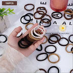 Pimoys 100 Pcs Elastic Hair Ties, Thick Seamless Hair Bands No Damage Soft Ponytail Holders Hair Accessories for Girls Women, Black