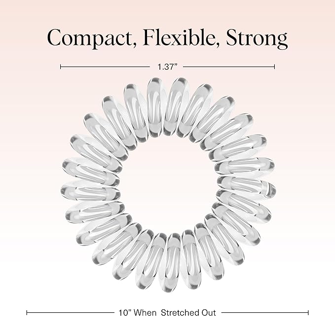 Kitsch Spiral Hair Ties for Women - Coil Hair Ties No Damage, No Crease, Secure Grip All Day Hair Coils, Stretchable and Waterproof | Ideal Gifts for Women - 8pcs (Clear/Transparent)