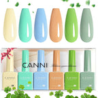 CANNI 6Pcs 9ml Pastel Gel Nail Polish Set- Yellow Green Blue Gel Polish Kit Candy Colors DIY at Home Salon Christmas New Year's Gifts for Girls