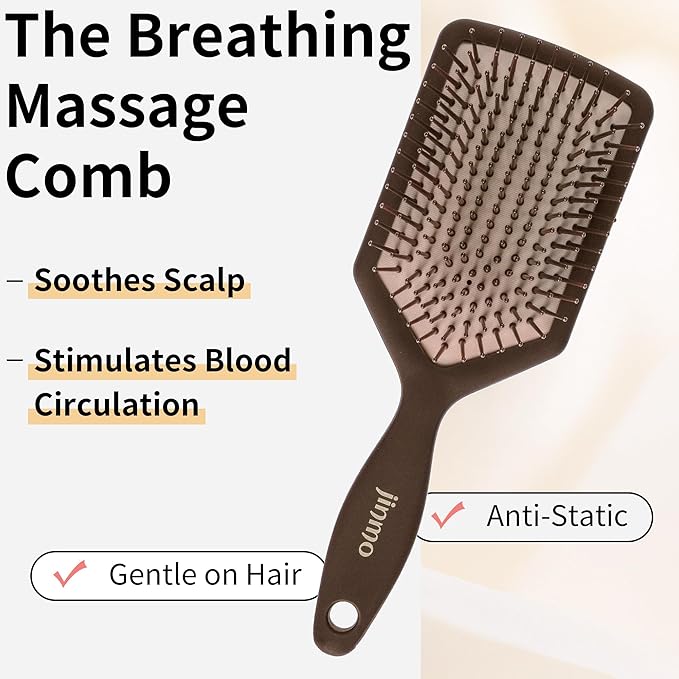 Paddle Hair Brush for Women-Detangling Cushion Brush with Soft Ball-Tip Bristles,Anti-Static Wide Brush for Wet Dry Hair,Smooth Comfortable Scalp Care