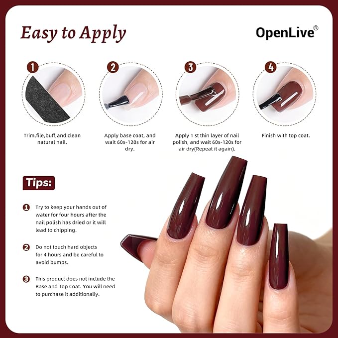 18ml Dark Red Nail Polish Large Volume Quick Dry Nail Polish, Long Lasting Shine, Fingernail Toenail Nail Art DIY Home Travel Nail Art Gift