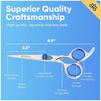 Equinox Razor Edge Series Professional Hair Scissors - 6.5” Premium Japanese Stainless Steel Hair Cutting Scissors, Hair Shears, Hair Razors for Hair Cutting, Barber Accessories & Hair Salon Supplies