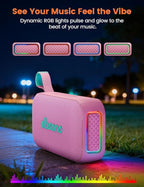 Bluetooth Speaker White Elephant Gifts: Christmas Stocking Stuffers for Men Adults Teens, 30H Playtime, Portable Wireless Speakers, Powerful Bass, Lightshow, Birthday Beach Vacation Essentials, Pink