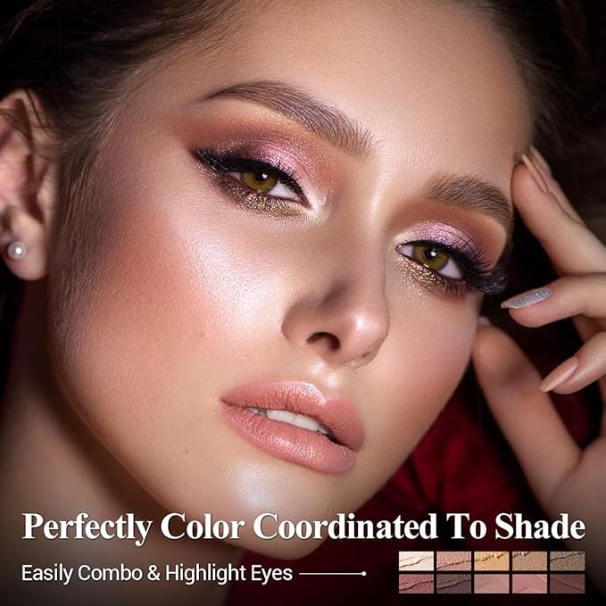 Brown Eyeshadow Stick Makeup Set 10PCS, Neutral Shimmer And Matte Cream Eye Shadow Palette, Metallic Bronze Smoky Eyeliner Brightener Crayon Pencil Kit, Ideal Gift for Women -Espresso