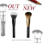 LAURA GELLER Full Face Powder Makeup Brush with Wooden Handle in Midnight Black – Foundation, Setting Powder, Blush, Bronzer, Highlighter and Luminizers – Sheer, Even Application and Blending Makeup