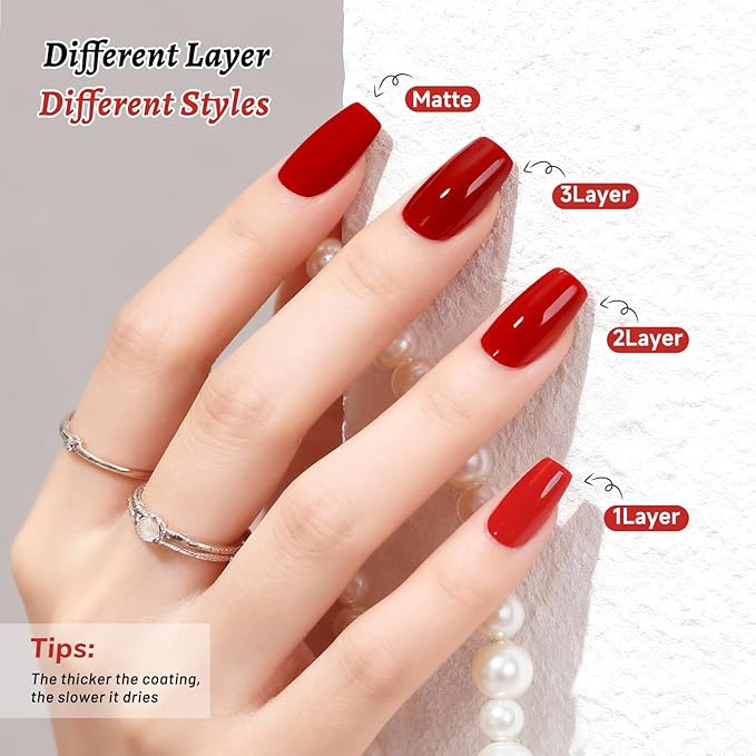 18ml Red Nail Polish Large Volume Quick Drying Nail Polish, Fast Drying and Long Lasting Color Nail Art DIY Home Manicure Gift for Women