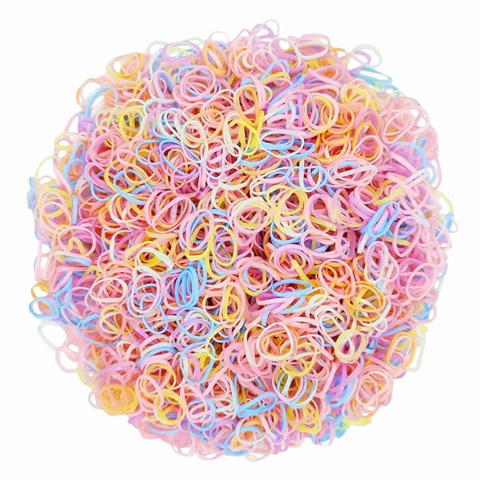 3200 Pcs Elastic Rubber Bands Small Hair Ties Hair Rubber Mini Hair Bands Hair Elastics Tiny Soft Holder Ponytails for Girls (Light Multicolor)