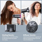 Ionic Hair Dryer with Diffuser, Powerful 1800W Blow Dryer for Women & Men, Fast-Drying Hair Dryer with Nozzle for Home, Salon, Travel