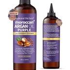 Natural Riches Purple Moroccan Argan Oil for Hair with Linseed Extract, Anti-Brass Formula for Blonde, Silver, Platinum & Grey Hair Neutralize Yellow Tone, Smooths Frizz & Restore Shine 8 fl oz