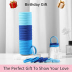 LuSeren 120 Pcs Blue Hair Ties for Women, No Damage Soft Seamless Nylon Hair Elastics for Thick Hair, Ponytail Holders, 3 Gradient Blue Hair Accessories