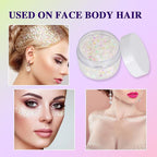 White Face Glitter Gel,Singer Concerts Festival Rave Accessories,Mermaid Body Glitter,Carnival Halloween Hair Glitter Sequins Face Glitter Paint Makeup,Sparkling Chunky for Women&Kids