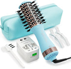 Travel Size Hair Dryer Dual Voltage Hair Styler, 110-240V 2 Inch Oval Jet Brush, Blow Dryer with Universal Adapter for Worldwide Use