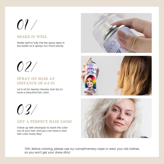 White Hair Spray Color Temporary, Hair Color Spray 1-Day Hair Dye Colored for Kids Women Men, Hair Wax Color Washable, Hair Paint Halloween Fast-Drying 4.06 Fl Oz