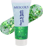 MEICOLY Green Face Body Glitter,Christmas Face Glitter Stocking Stuffers,Green Accessories for Spirit Week Alien Costume,Face Paint Glitter Makeup for Halloween Festival Rave Outfits