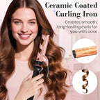 Ufree 3 in 1 Curling Iron, Curling Wand Set with Thermal Brush Flat Iron Hair Straightener, Dual Voltage Wand Curler, Instant Heat Up Hair Curler, Include Protective Glove 2 Clips, Gifts for Women