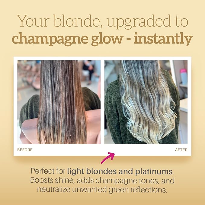 Robson Peluquero Pink Hair Gloss Toner for Blonde Hair, Champagne Blonde | Neutralize, Correct, Enhance Color & Hydrates | No Yellow Orange & Red Tones for Brassy Hair, Bleached, Highlights - 34 Fl.oz