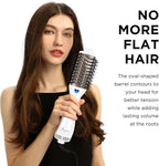 Aima Beauty Blow Dryer Brush - Ionic Ceramic Hot Air Brush for Frizz-Free Straightening & Voluminous Blowout, 2.3‘’/ 60mm Oval Barrel with Nylon Bristles, 360 Surrounded Vent, 3 Heat Settings, White