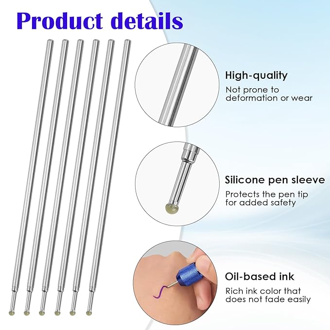 20pcs Tattoo Stencil Supply, Skin Marking Pen for Tattoo Artists - Fine Tip Outline Pen for Permanent Makeup Microblading Piercing (BLUE)