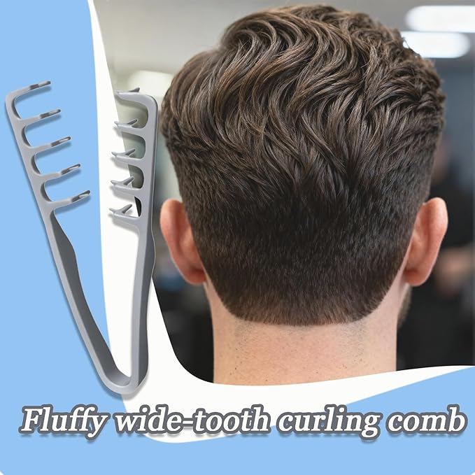 Texture Comb, Volumizing Wide-Tooth Hair Styling Comb,Fluffy Wide Tooth Curly Hair Comb, Men's Textured StylingComb for Volume,Fringe Parting Styling Accessory,for Men & Women (Grey)
