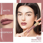 Oulac Matte Liquid Pink Lipstick for Women, Pink Nude Long Lasting Lipstick, Waterproof Lip Stain, No Transfer, Creamy High Pigmented Formula with Vitamin E, Vegan & Cruelty-Free M24