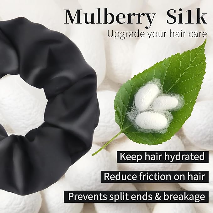 5Pcs Mulberry Silk Hair Ties,Silk Hair Scrunchies for Frizz & Breakage Prevention,No Damage,Elastic Ponytail Holders, Funny Gifts for Girlfriend Her Mon Grandma Daughter