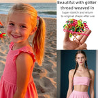 Mini Small Glittering Hair Ties All Hair Types Seamless Glitter Hair Ponies Elastics Ponytail Holders Hair Scrunchies Hair Accessories Baby Girls Kid Children 100 pcs