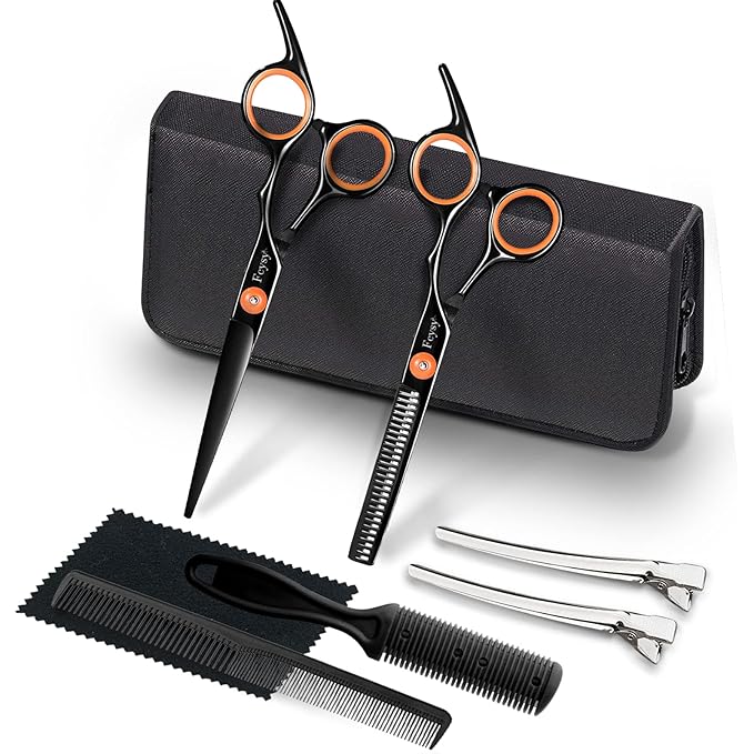 Hair Cutting Scissors Thinning Shears Kit, Fcysy Professional Hair Blending Scissor Kit, Barber Shears Haircut Salon Trimming Scissors for Women Men Pet