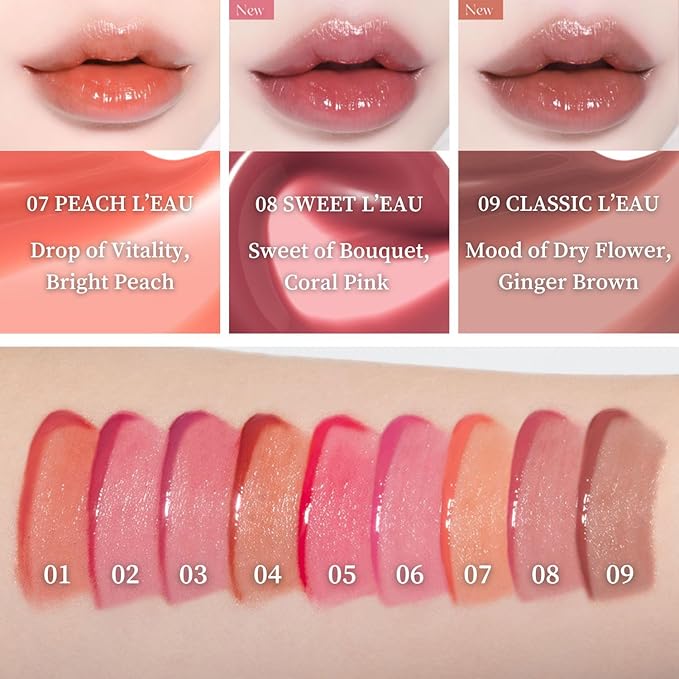 BBIA L’EAU Tint – Glossy & Glow Lip Stain Watery Lip Tint Non-Sticky High Shine Finish Long-lasting Moisturizing Lightweight Natural Daily Use Vegan Korean Makeup (06 PINK L'EAU)