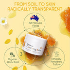 Grocerism Cleansing Balm Makeup Remover, Manuka Honey & Grass-Fed Tallow with Soothing Cica (Centella), Melts Waterproof Mascara & SPF, Non-Comedogenic for Sensitive Dry Skin & Eyes, 3.53 Oz