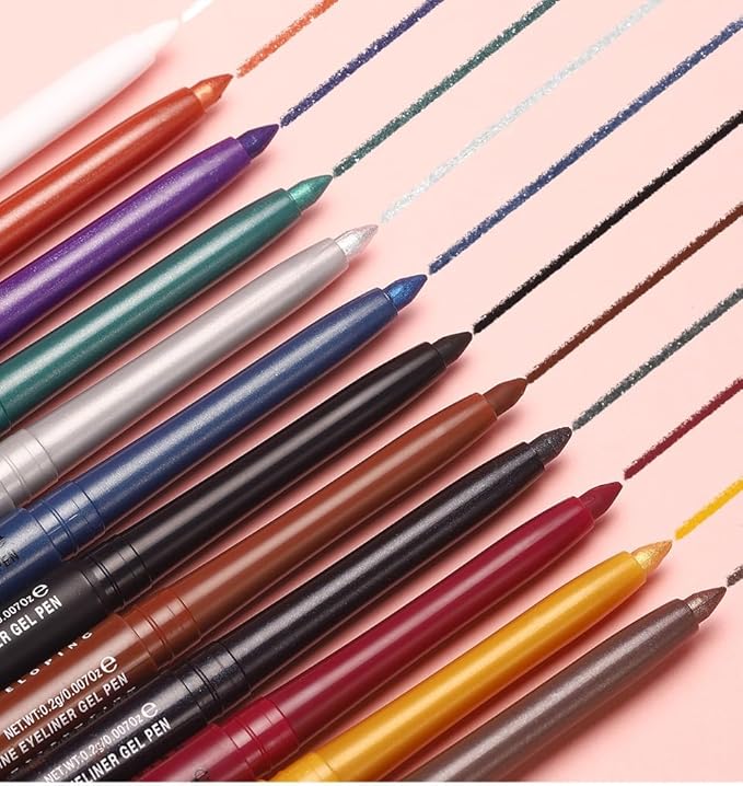 Reddish Brown Cream Shimmer Eyeliner Pencil Waterproof Retractable Brown Gel Eyeliner Smudge-proof Hypoallergenic Makeup (05#)