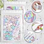 100 Pack Holographic Bags, Smell Proof Packaging Bags, Clear Window Resealable Odor Foil Pouch Mylar Bag for Food Storage and Lipgloss, Jewelry Lash (White, 3 x 4.7 Inch)