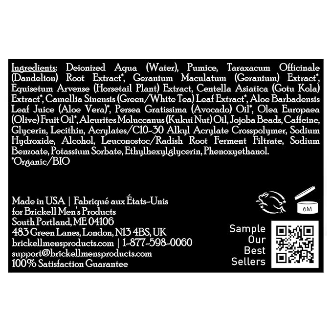 Brickell Men's Renewing Face Scrub for Men, Natural and Organic Deep Exfoliating Facial Scrub Formulated with Jojoba Beads, Coffee Extract and Pumice, 2 Ounce, Scented