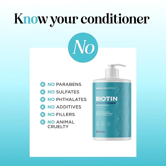 Biotin Conditioner for Thinning Hair - Volumizing Conditioner for Fine Thin & Weak Hair - Sulfate Paraben & Silicone Free with Nourishing Plant Proteins Argan Oil Green Tea & B Vitamins (32 Fl Oz)