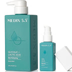 MEDIX Glycolic Acid Exfoliating Body Wash KP Bump Eraser Cleanser + 10% Glycolic Acid Serum 2PC Skin Care Set | AHA Exfoliant Body Wash + Serum Refine & Soften Dead Dry Skin, Bumps, & Wrinkles, 2PC