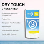 Surface Sunscreen Stick SPF 50 for Face and Body, Broad Spectrum UVA UVB Sun Protection for Kids and Adults, Non Greasy, Travel Friendly, Water Resistant for 80 Minutes, Fragrance Free, 1.5oz