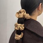 3 Pieces Satin Scrunchies Set for Hair No Crease Elastic Hair Ties for Women and Girls (Light Brown)