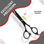 Hair Cutting Scissors -Sharp Razor Edge Blade Hair Shears Series - 6.5" With Fine Adjustment – Stainless Steel Hair Scissors Professional For Men, Women & Babies (Black)