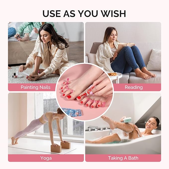 MelodySusie 6Pcs Toe Separators for Women Pedicure, Flexible Soft Silicone Toe Spacers Kit for Separating Fingers & Toes, Nail Polish and Grooming, Suitable for Home DIY Salon tools, Gifts for Women