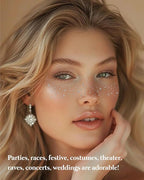 Body Face Makeup Patches for Kids Women Girls, Silver Rave Glitter for Face, Singer Concerts Festival Holiday Rave Accessories - 8 Counts