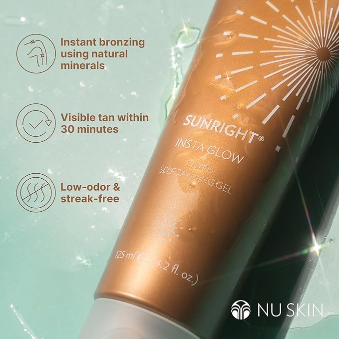 Nu Skin Sunright Insta Glow Self Tanner Gel | Natural Summer Tan for Face & Body | Beauty & Skin Care | Vitamin E & Avocado Oil | Natural Body Bronzer with DHA & Amino Acids | 4.2 oz | 1 Pack