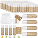100 Set Thank You Lip Balm Bulk Small Natural Moisturizing Mini Lip Balm with Organza Bag and Card for Baby Wedding Bridal Shower Thank You Favors Bridesmaid Gifts Women Guests