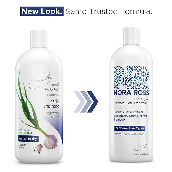 Nora Ross Garlic Extract Hair Strengthening Shampoo – Thickening Shampoo for Women and Men with Normal to Dry, Thinning Hair – All Natural Anti-Dandruff and Scalp Cleanser with Rosemary – 32oz