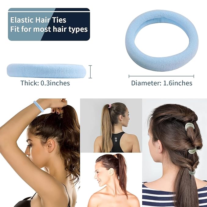 100PCS Elastic Hair Accessories - Seamless Cotton Hair Bands, Soft Ponytail Holders for Thick/Thin Hair, No Damage Morandi Color Elastics for Women and Girls