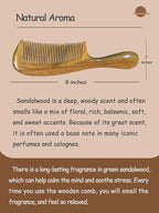 Sharp Fine Tooth Green Sandalwood Comb with Handle - Wooden Thin Hair Detangler Brush for Smoothing & Precision Hair Styling (Anti-Static & Durable)