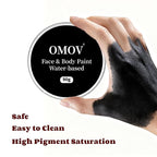 Black Face Paint 90g (3.17 0z) Non-Toxic, Water Activated Face Painting Kit for Kids Adults, SFX Makeup Large Capacity Facepaint Palette for Halloween,Cosplay,Theater Party,Skull Joker Special Effects