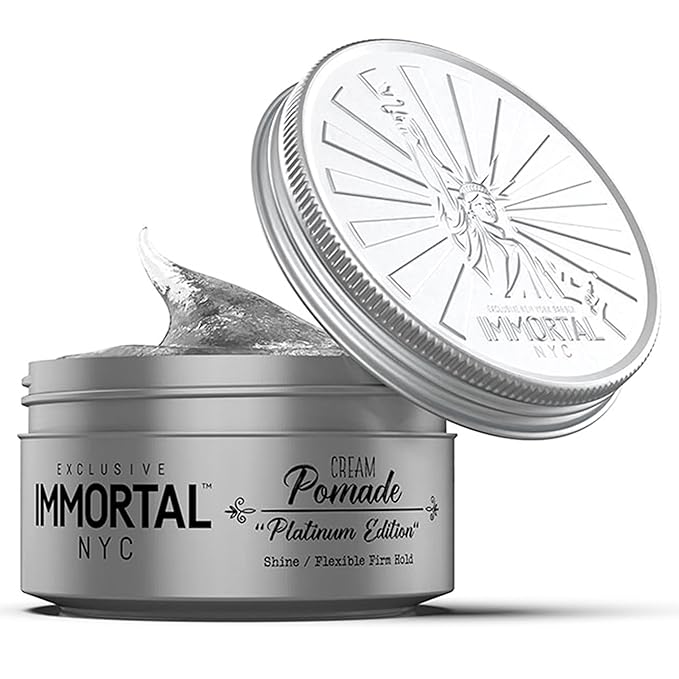 Immortal NYC Hair Styling Cream Pomade Platinum Edition - Mens Water Based, No Residue Hair Balm - All Natural Pomade -Strong Firm Hold - Gel for All Hair Types
