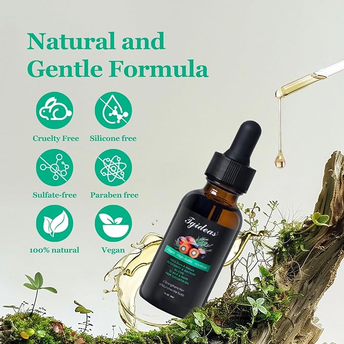 Tgideas Rosemary Batana Oil - Organic Hair Growth - for Scalp & Hair Strengthening - All Hair Types Treatment Oil - Eyebrow & Eyelash Nourishing - 2 Packs