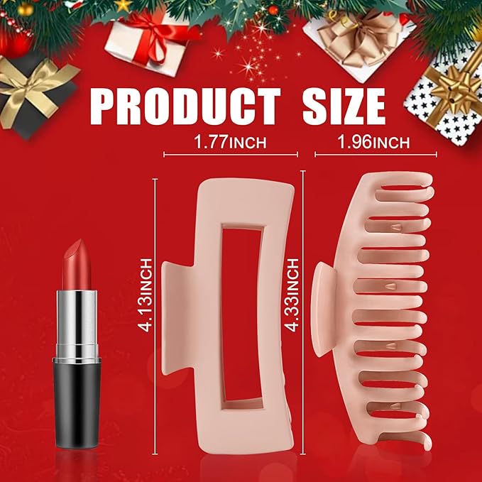 TOCESS Hair Claw Clips for Women - Large 8PK Neutral Matte Jumbo Square Hair Clips for Thick, Thin, Long, Short, Curly Hair Girls, Big Jaw Clip Set for Daily Use (Rosewater Pink)